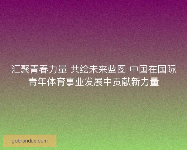 汇聚青春力量 共绘未来蓝图 中国在国际青年体育事业发展中贡献新力量